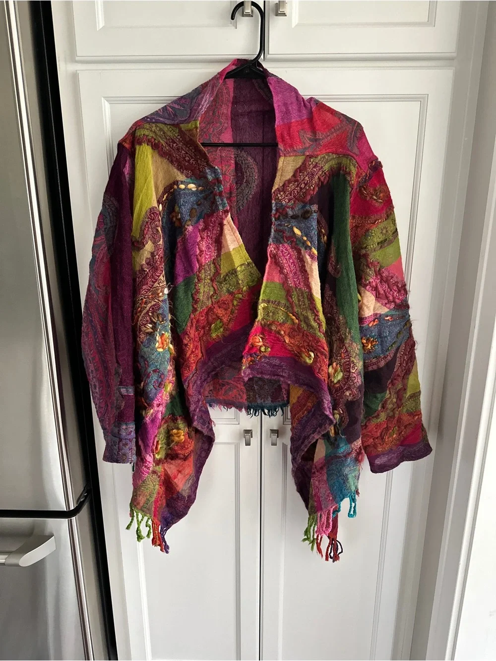 Anu Multicolor Wool Jacket Art to Wear Boho size XL